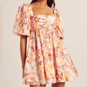 Abercrombie & Fitch Floral Puff Sleeve Mini Dress